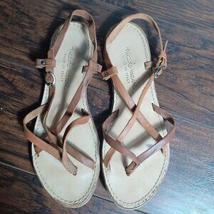 Niccolò Vacari Leather Sandals Womens 7.5 Made In Italy Brown Beachy Coastal